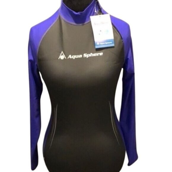 Aqua Sphere Aqua Skins Top 0.5MM Gray/Blue w/ Zipper, Size XL, Thermal & UV Prot - Picture 1 of 6